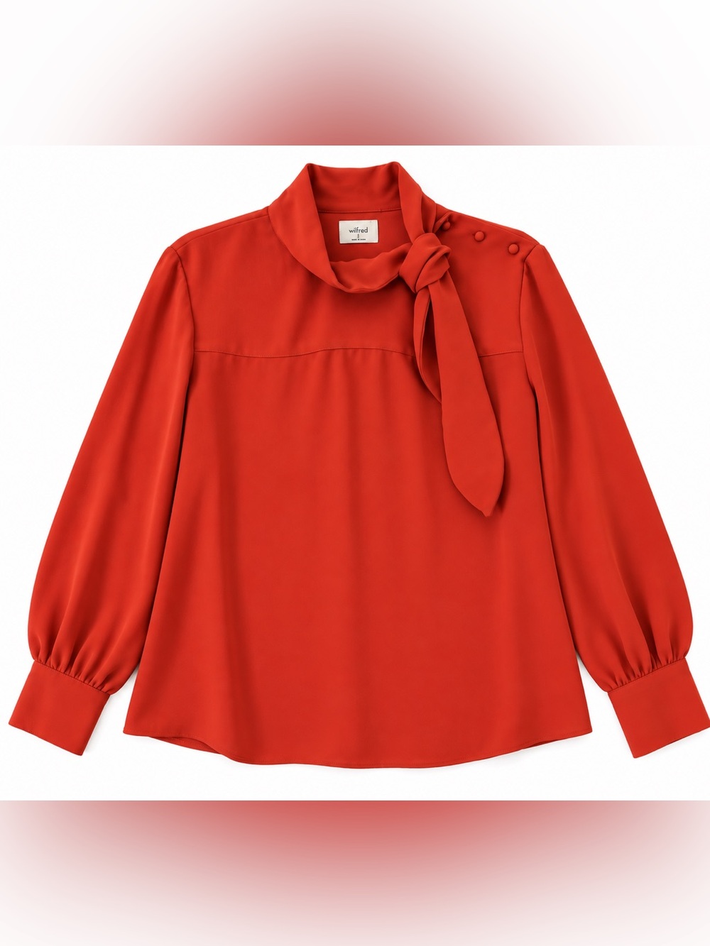 Aritzia Wilfred Trapeze Tie-Neck Blouse Burnt Orange SZ M
